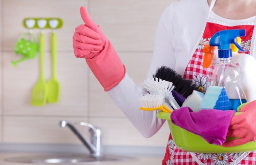 Local cleaners treating high-traffic carpet areas in Pimlico
